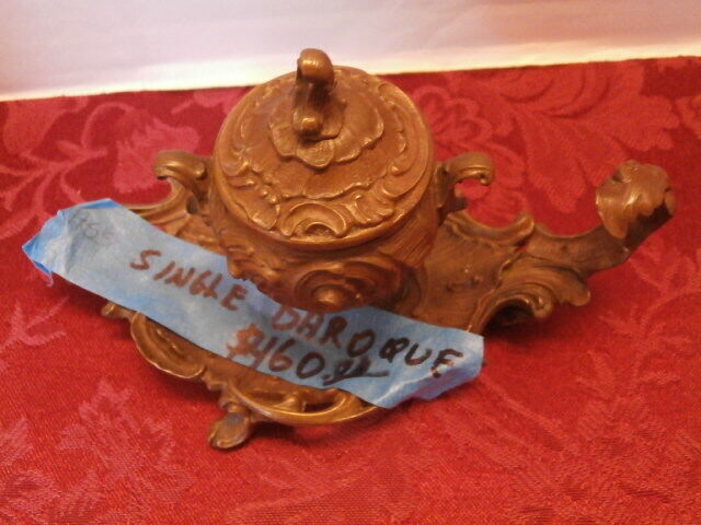 ANTIQUE FRENCHCLASSIC BAROQUE BELLE EPOQUE LEAVY BRONZE/BRASS INK WELL