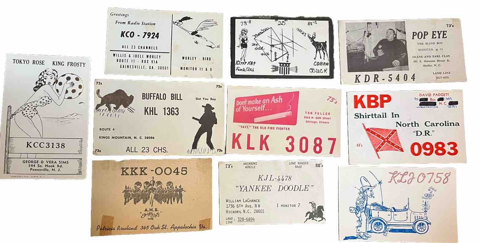 Vintage CB Radio Ham Amateur QSL Art Cards Lot of  10 Cards E
