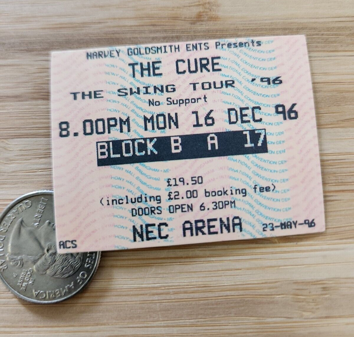 THE CURE STICKER The Cure Ticket Stub Sticker Concert 1996 NEC Arena England