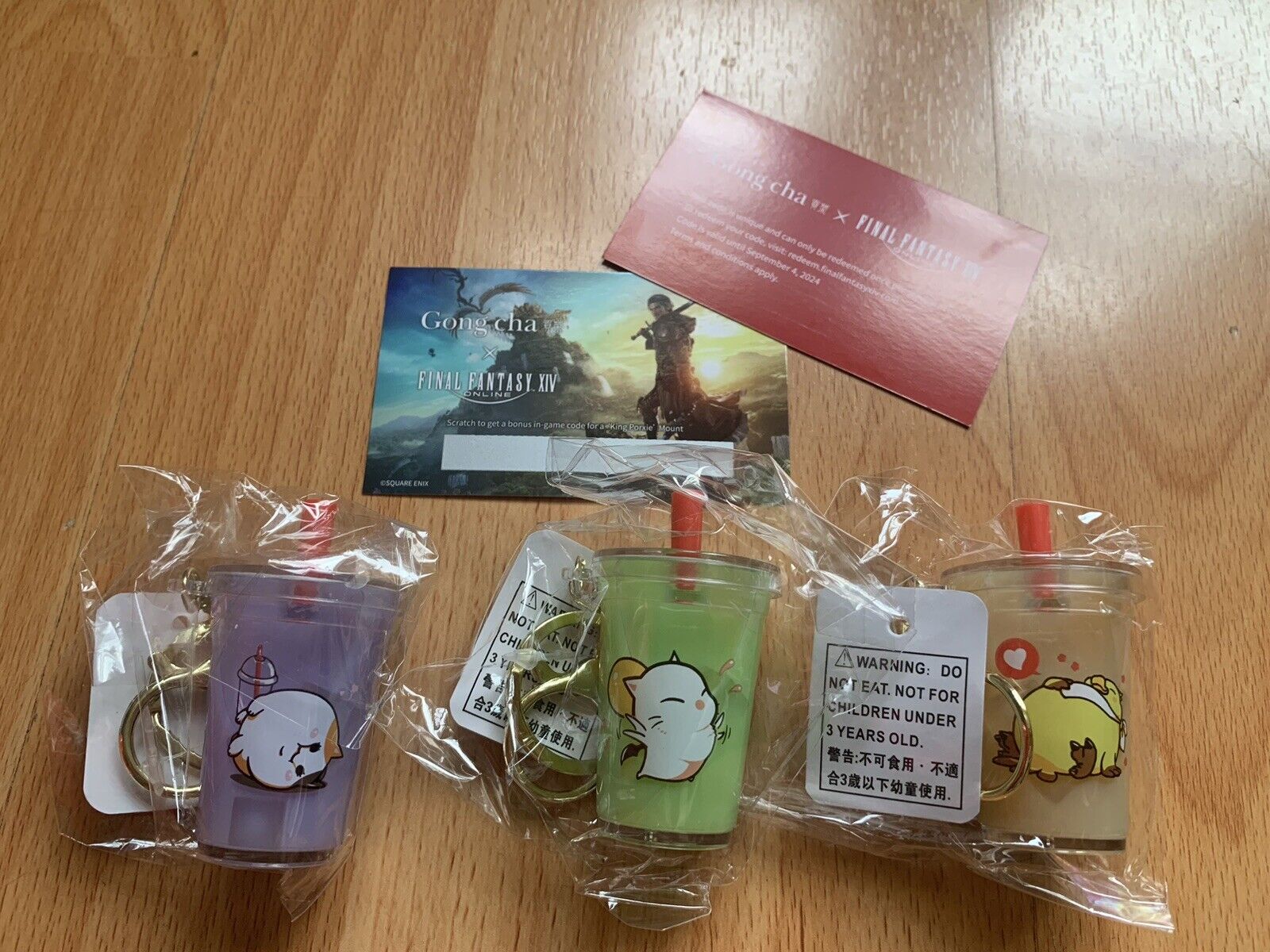 Final Fantasy Gong Cha Keychains And Porxie Scratch Card Full Set