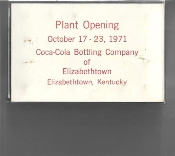 PLANT OPENING OCT 17-23, 1971 COCA-COLA BOTTLING CO. OF ELIZABETHTOWN KY MINI CA