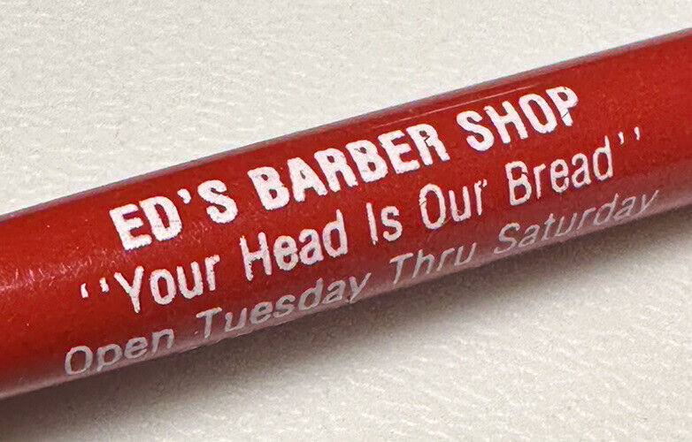 Vintage Bad Axe Michigan Ed’s Barber Shop Hair Cut Shave Advertising MI Pen
