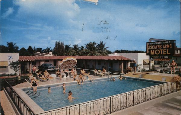 1956 Miami,FL Biscayne Arms Motel Miami-Dade County Florida Chrome Postcard
