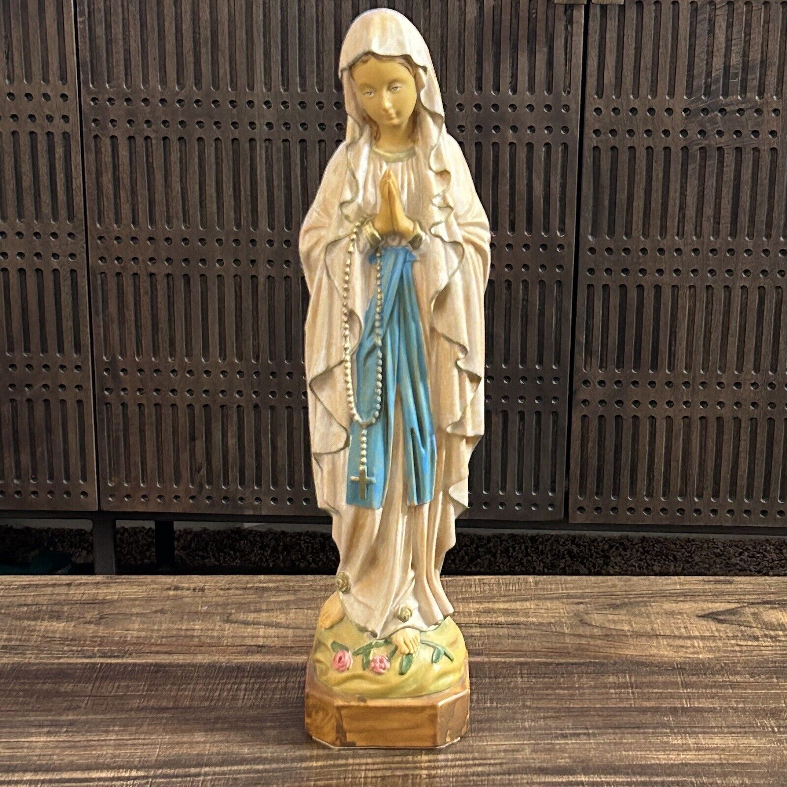 Vintage H Malsiner Statue Virgin Mary Italy 15.5”