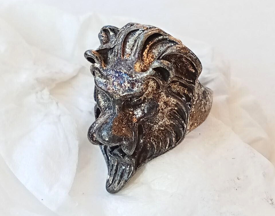 REALLY VERY OLD RARE ANCIENT VIKING LION RING SILVER ARTEFACT AUTHENTIC STUNNING