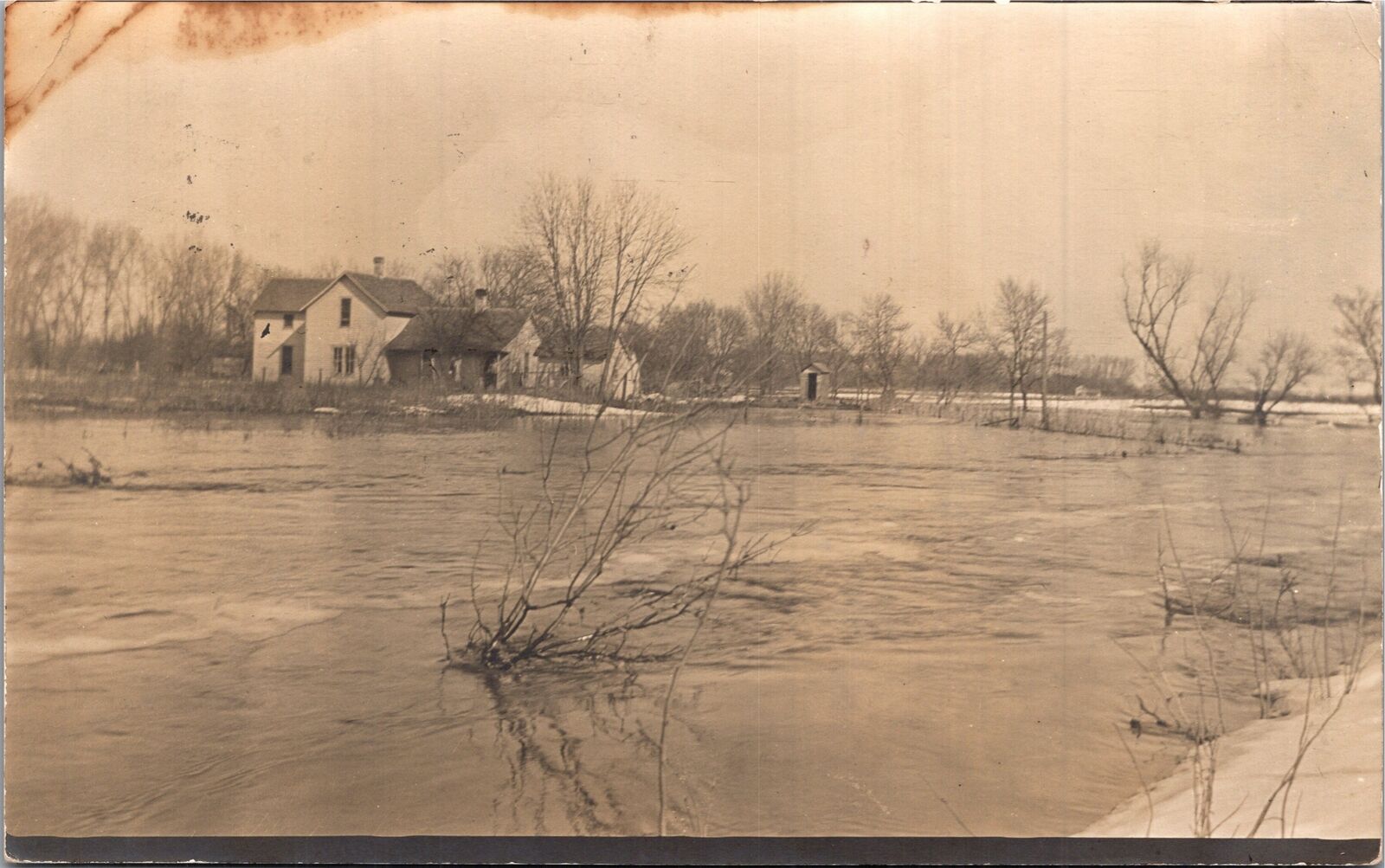 RPPC House in Flooded plain postmark Nebraska