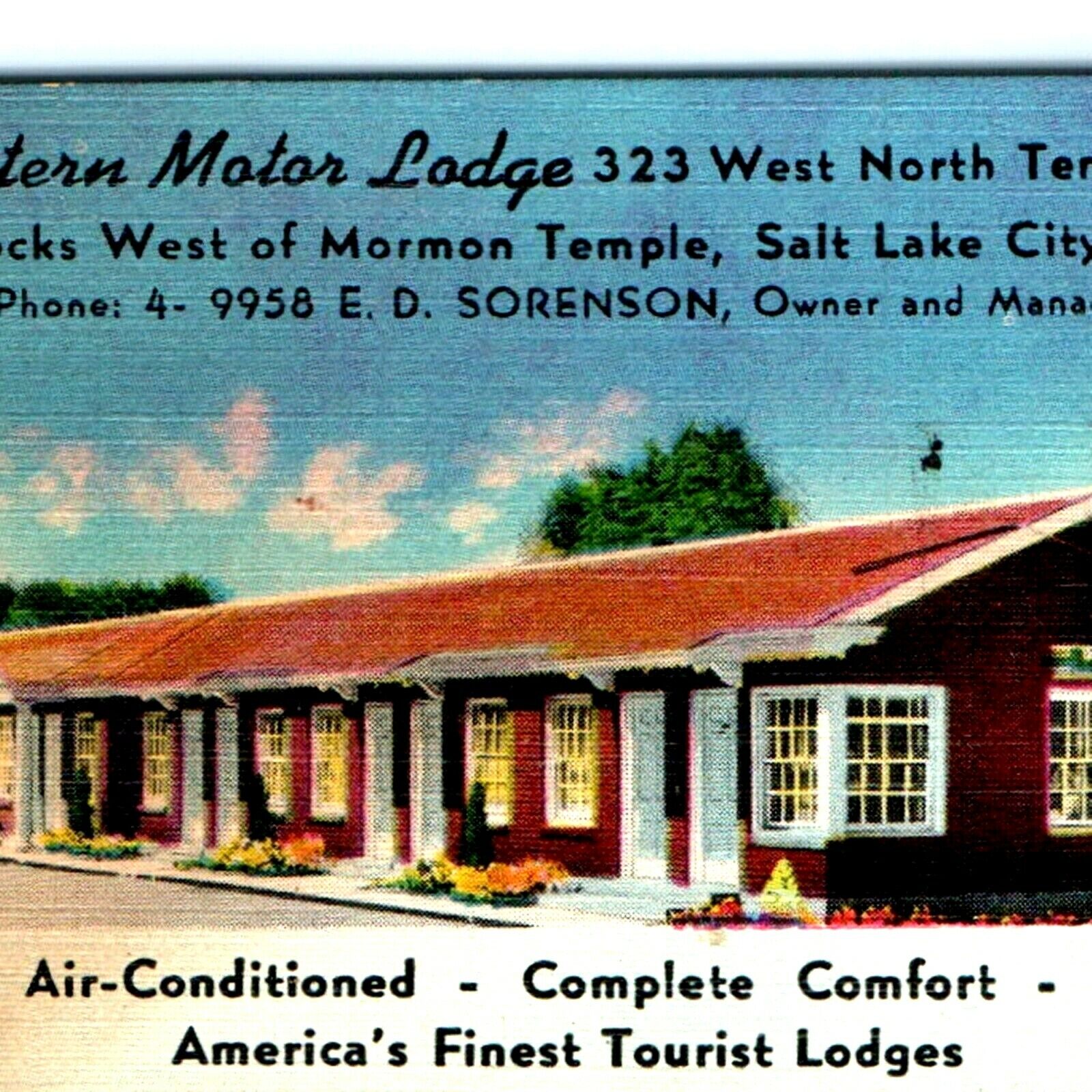 c1950s Salt Lake City, Utah Western Motor Lodge Business Card Linen Photo C25 