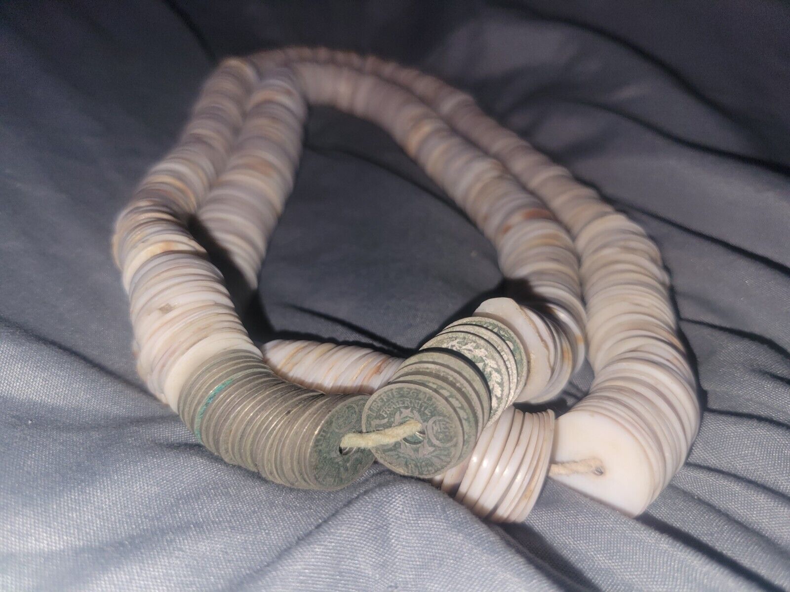 Rare Antique Conch Shell & 1920's 5C Coins Necklace African Tribal Mid 1900's...