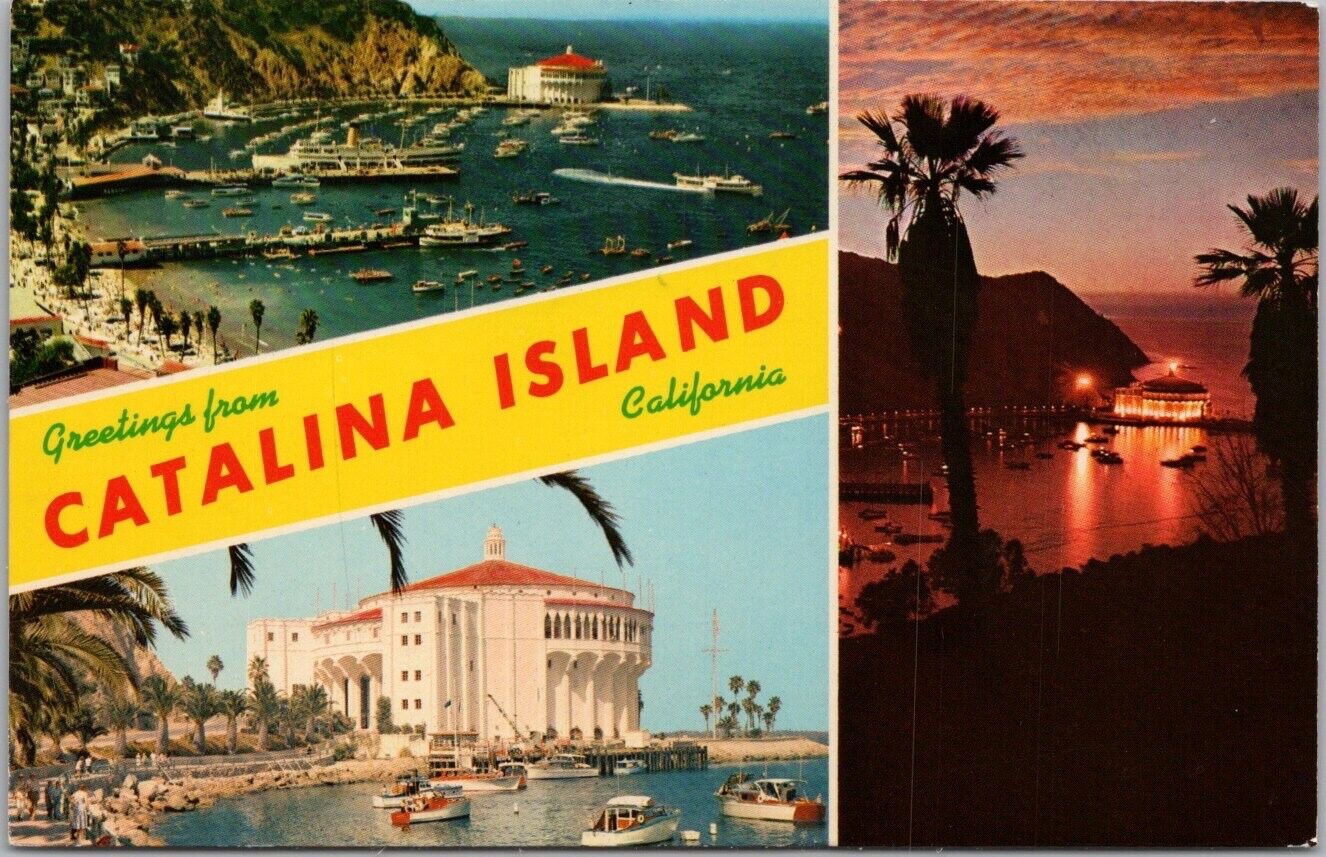 Vintage 1950s CATALINA ISLAND California Postcard Multi-View / Avalon / Casino