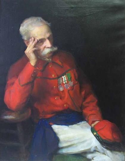 Oil painting Garibaldi-Marion-Boyd-Allen old man portrait by table handmade art