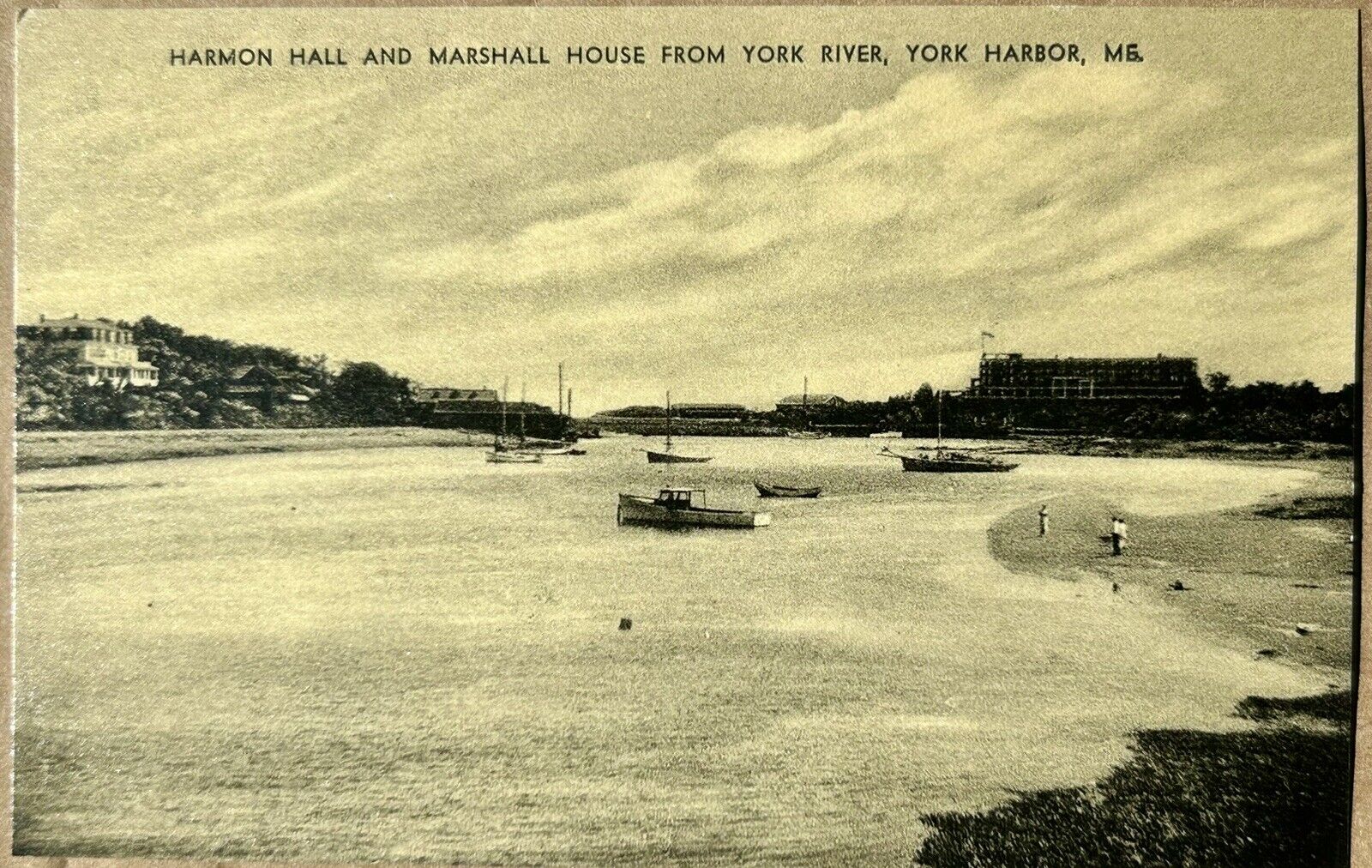Harmon Hall. Marshall House. New York River. York Harbor, Maine Postcard. ME