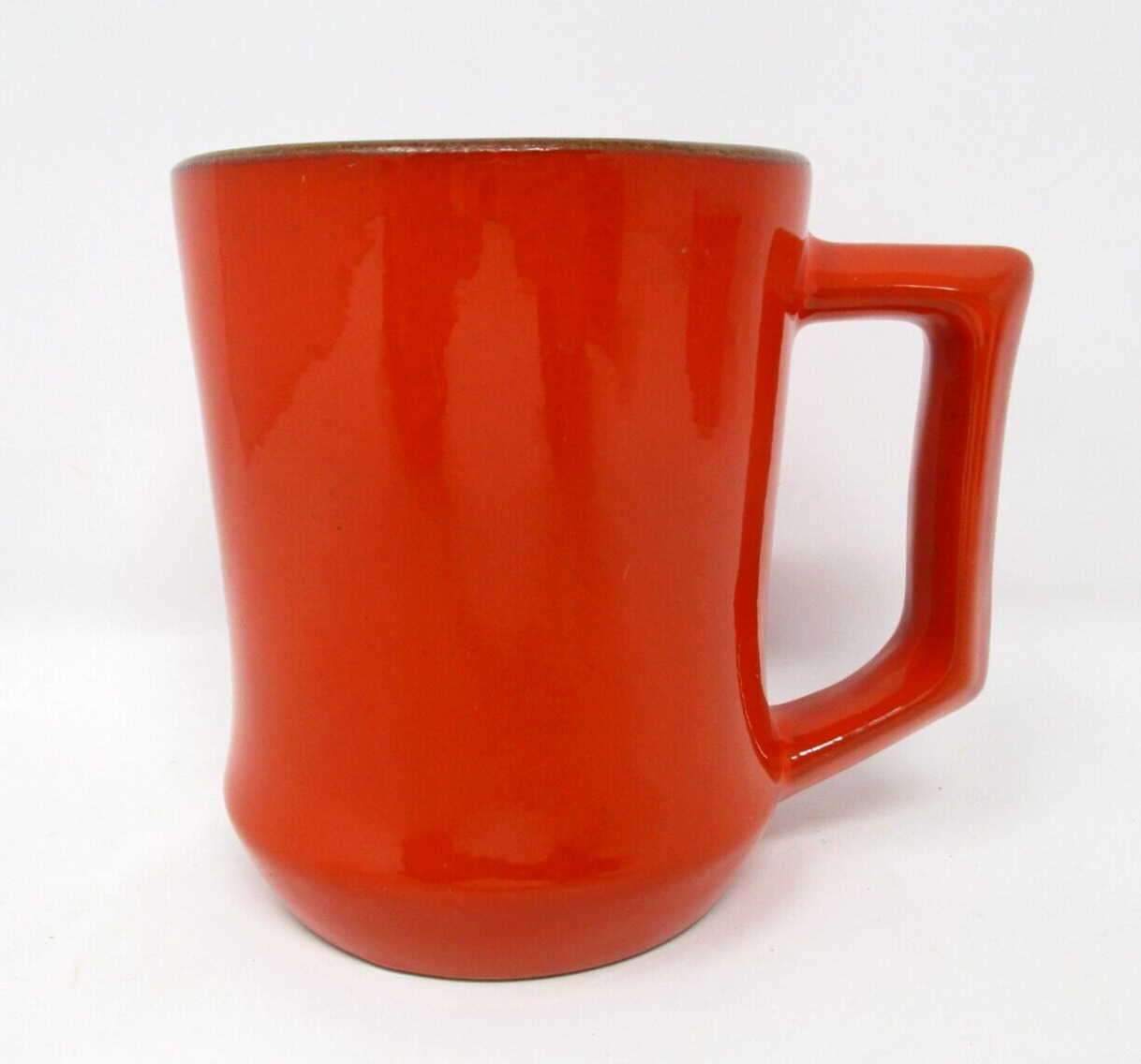 Vintage Frankoma Mug Orange Brown Inside 8oz Plainsman Square Handle