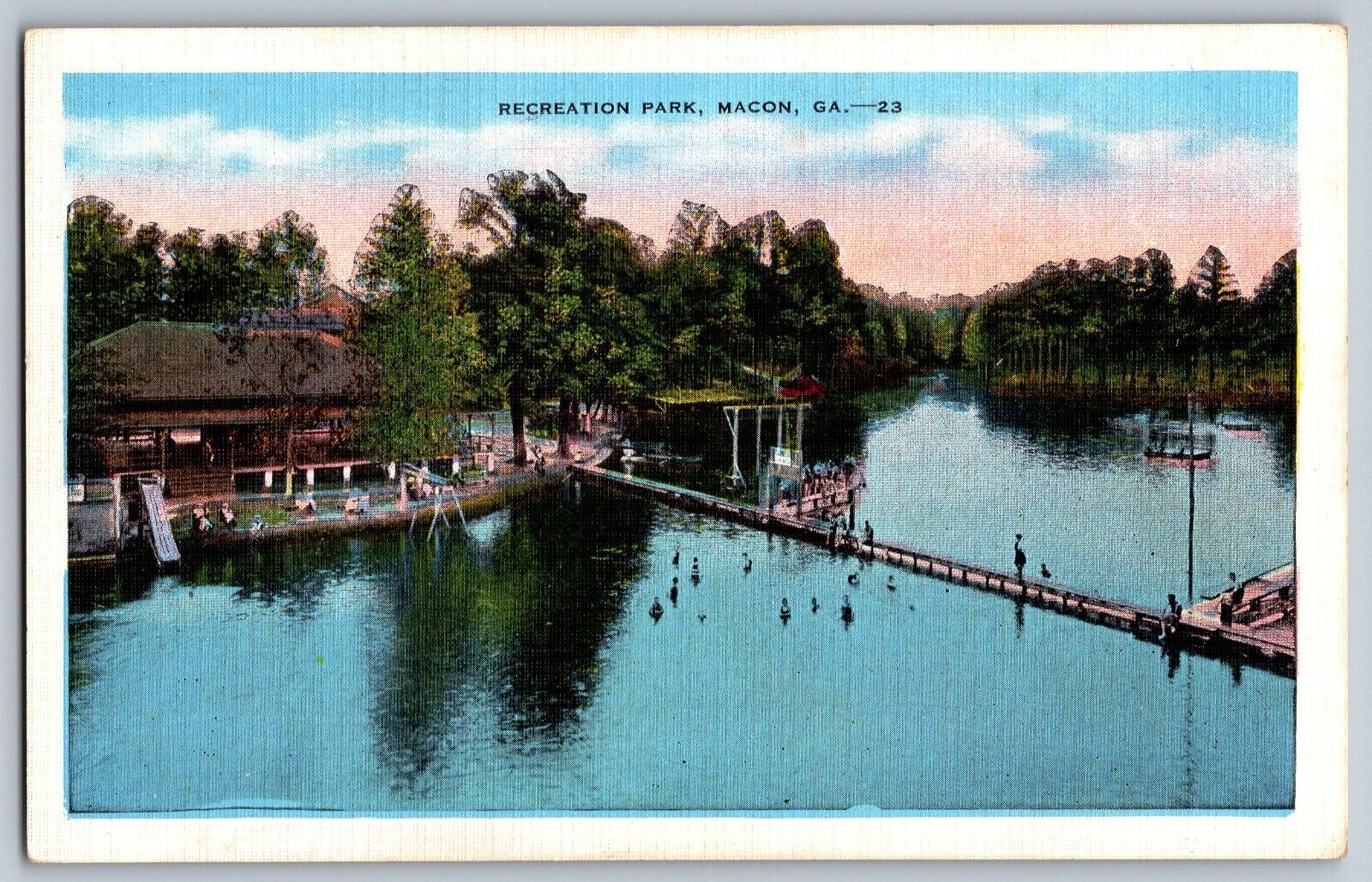 Macon, Georgia GA - Aerial View - Recreation Park - Vintage Postcard - Unposted