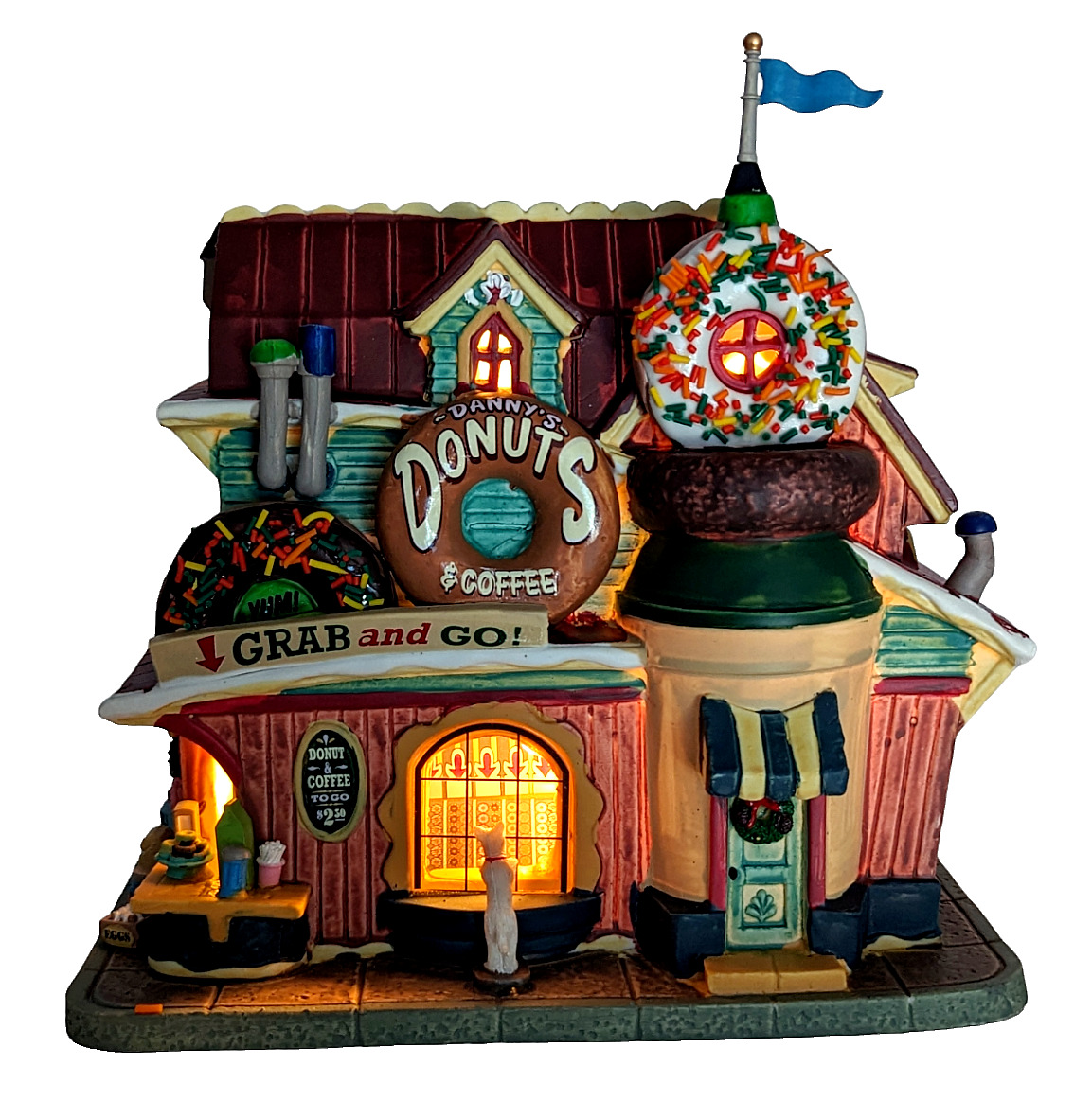 Lemax Harvest Crossing Danny's Donuts Coffee Lighted Buildings Holiday Decor NEW