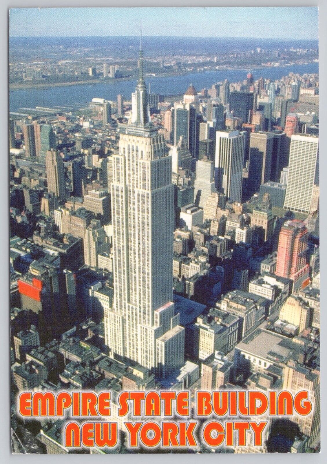New York City New York, Empire State Building Aerial View, Vintage Postcard