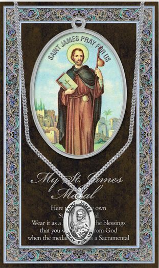 St. James the Greater, Apostle, Pewter Necklace with an Embossed Prayer Pamphlet