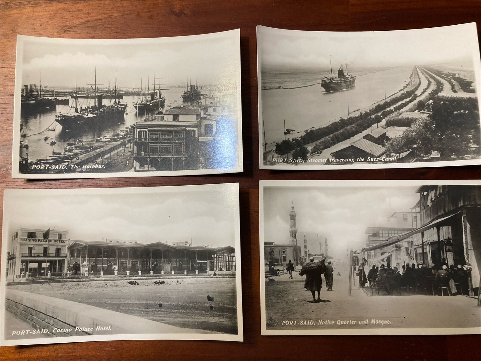 Set Of 4 RPPC Egypt Postcards Circa 1910. Suez Canal & Port Said. Ships, Streets
