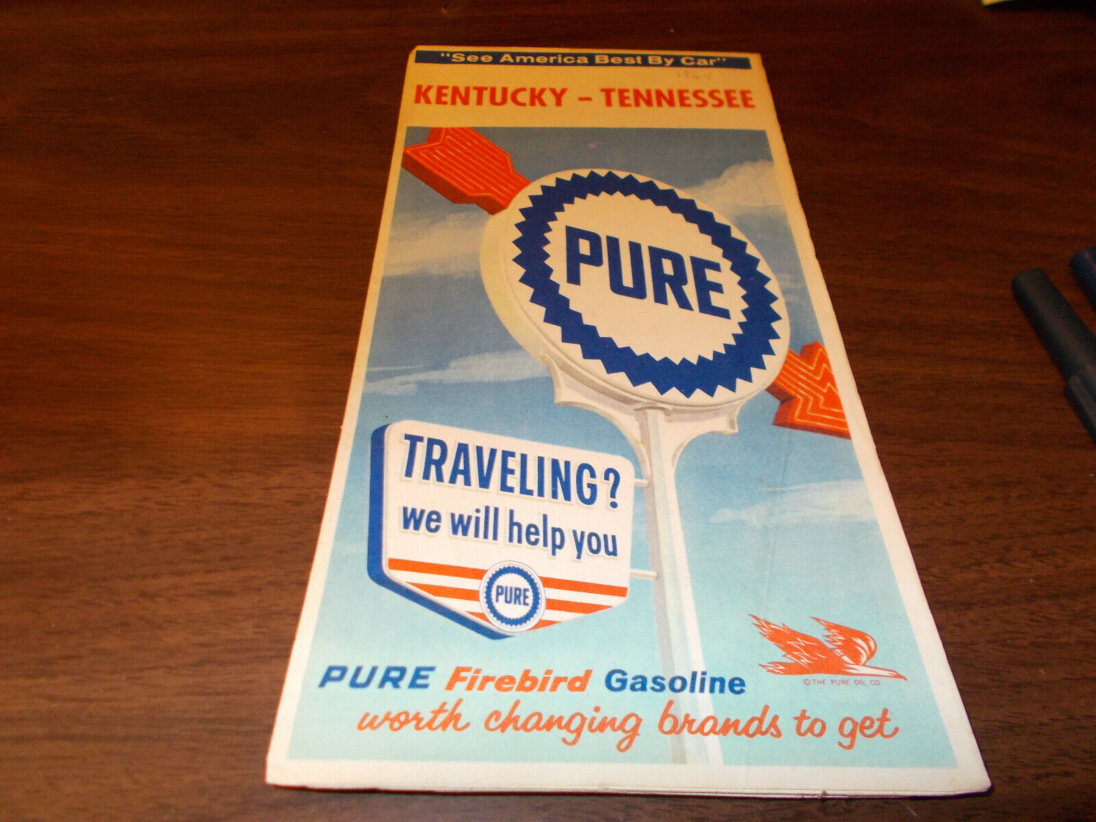 1964 Pure Oil Kentucky/Tennessee Vintage Road Map 