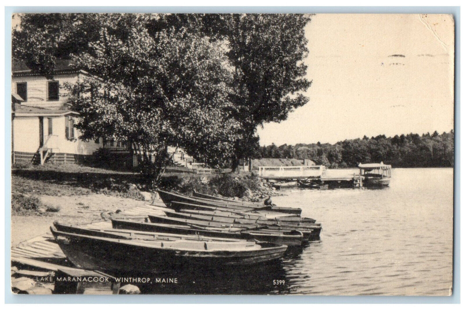 1951 Lake Maranacook Winthrop Maine ME Boat Landing Vintage Posted Postcard