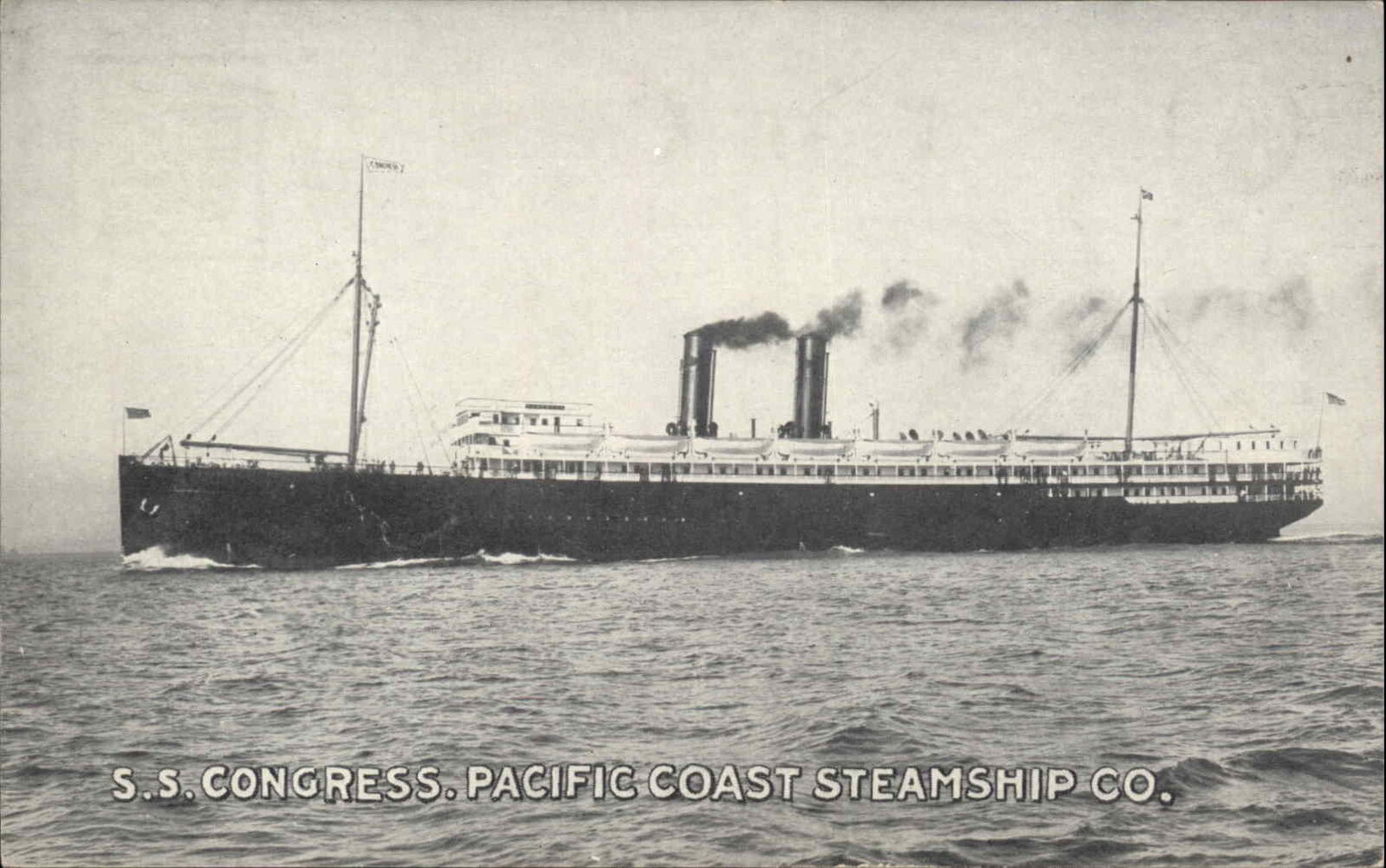 Steamship Boats, Ships Congress Pacific Coast c1900s-20s Postcard