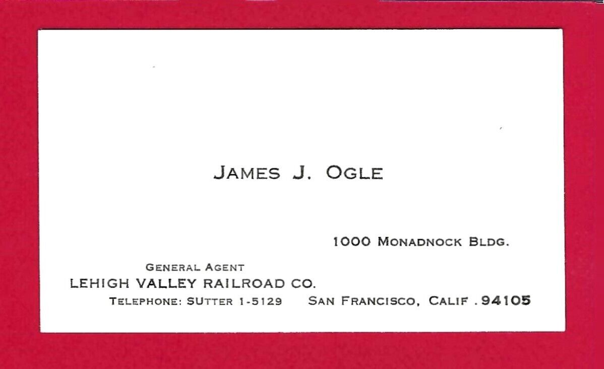 Vintage Lehigh Valley Railroad Business Card - San Francisco, CA - 1960\'s