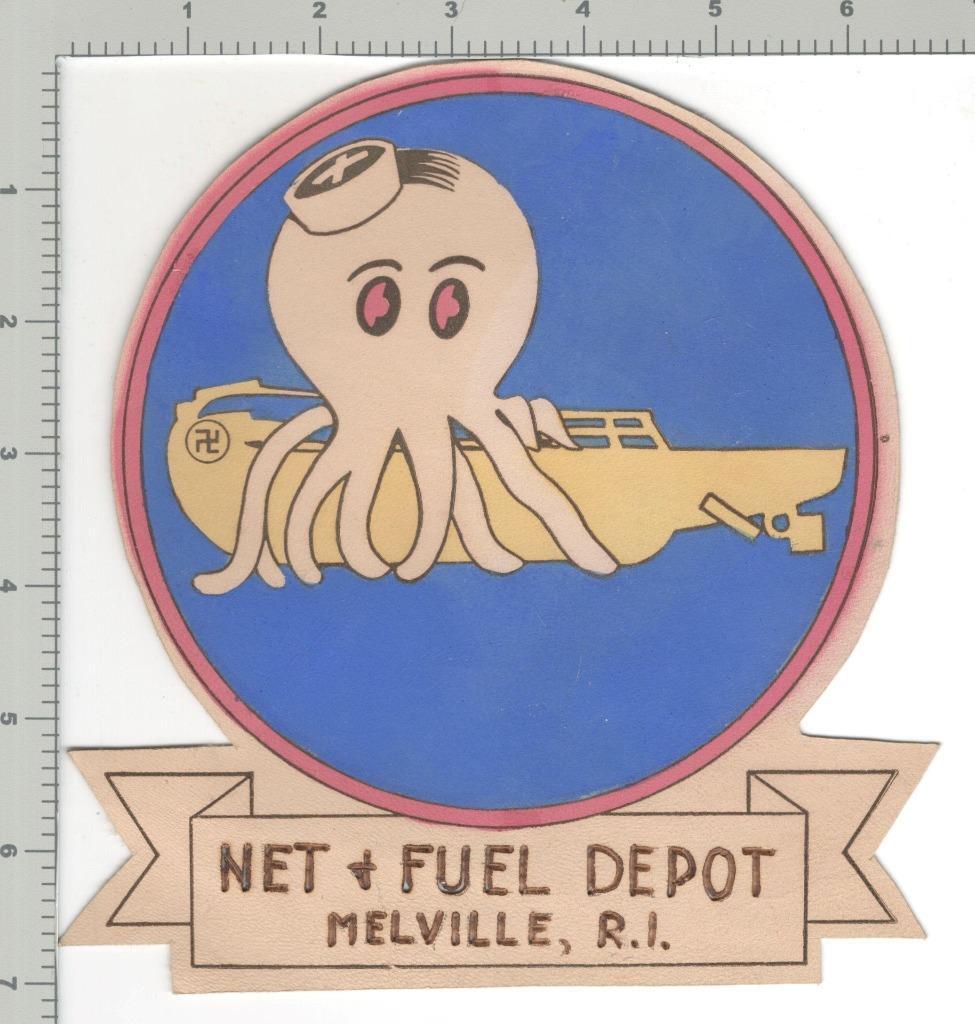 Scarce WW 2 US Navy Net + Fuel Depot Melville R.I. Leather Patch Inv# K3764