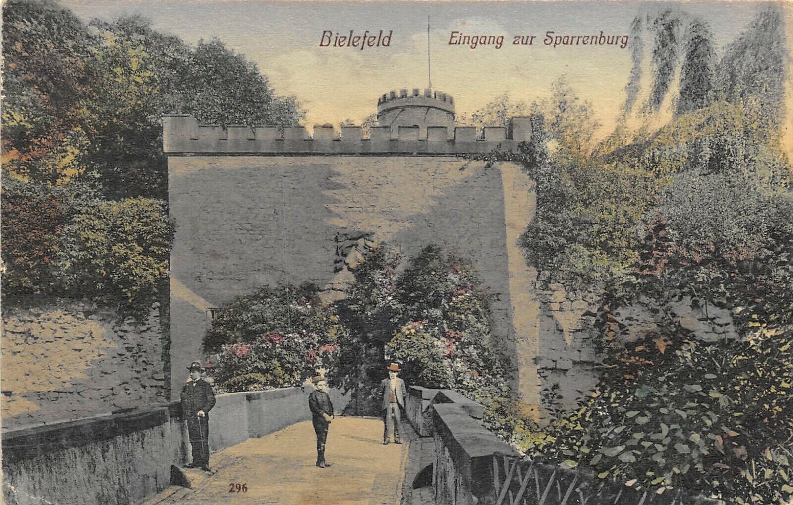 Bielefeld Germany 1910 Hand Colored Postcard Eingang Zur Sparrenburg Posted USA