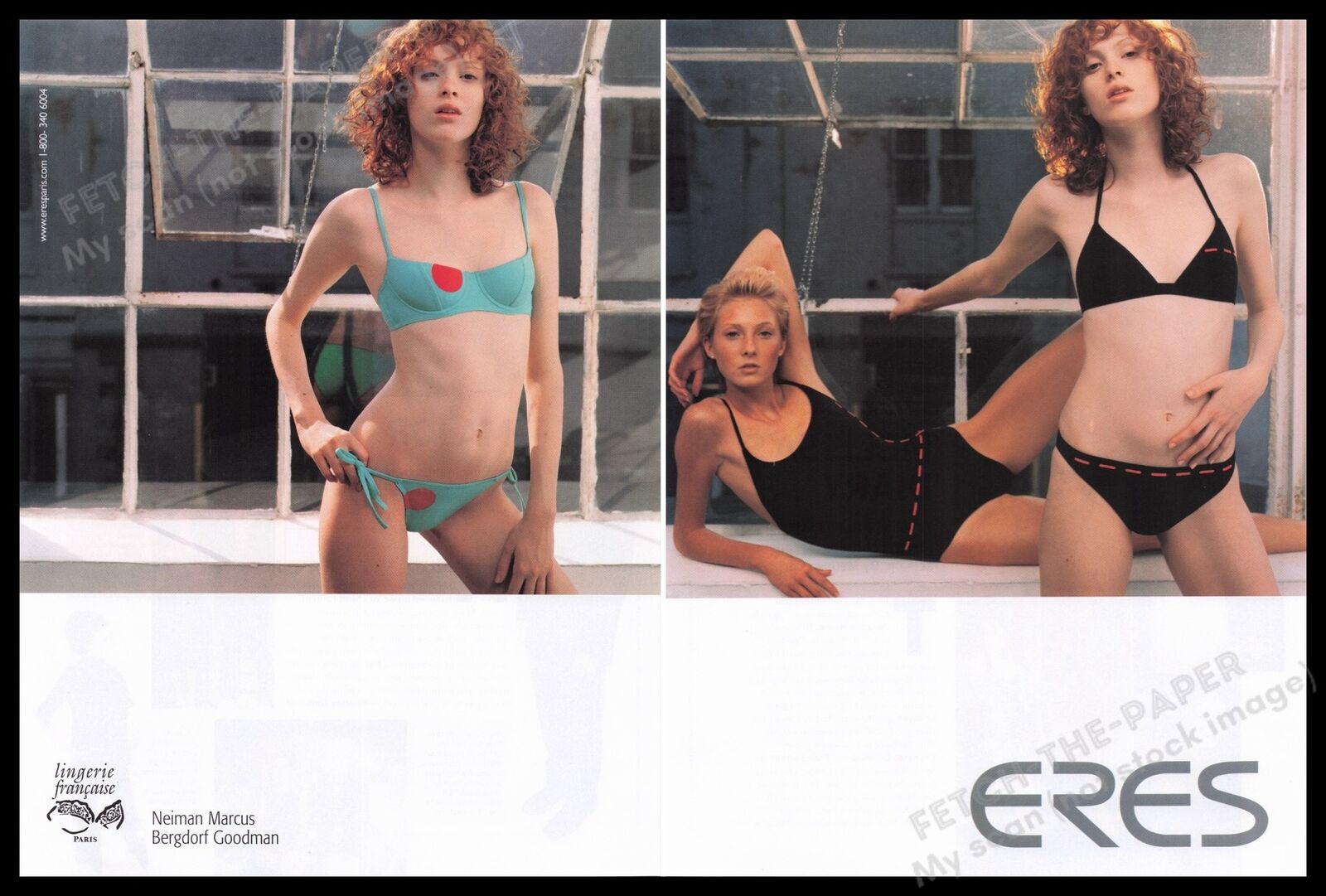 Eres Lingerie 2000s Print Advertisement (2 pages) 2017 Thin Redhead Model