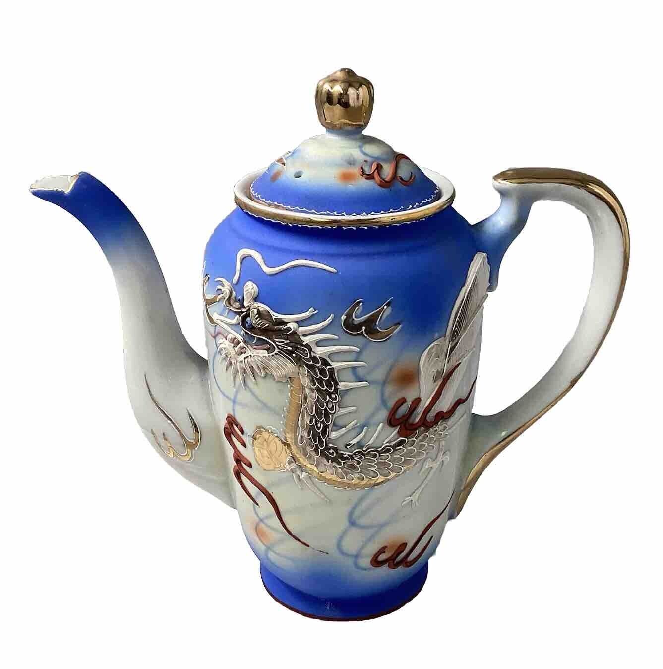 Vintage Fairyland Dragonware China Moriage Hand-Painted Teapot Blue
