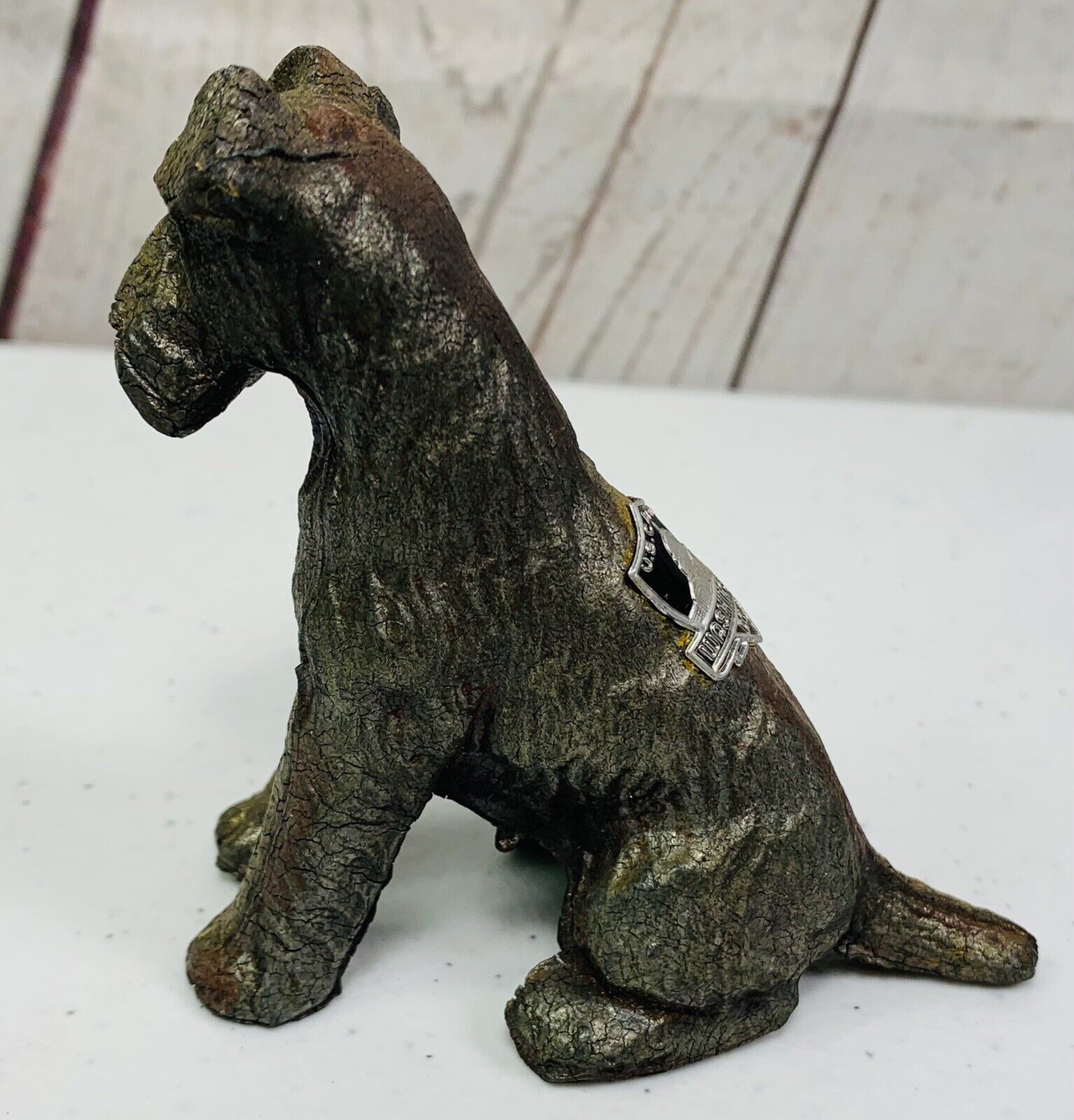 RARE Vtg Miniature Metal Airedale Terrier Collectible Figurine Washington DC
