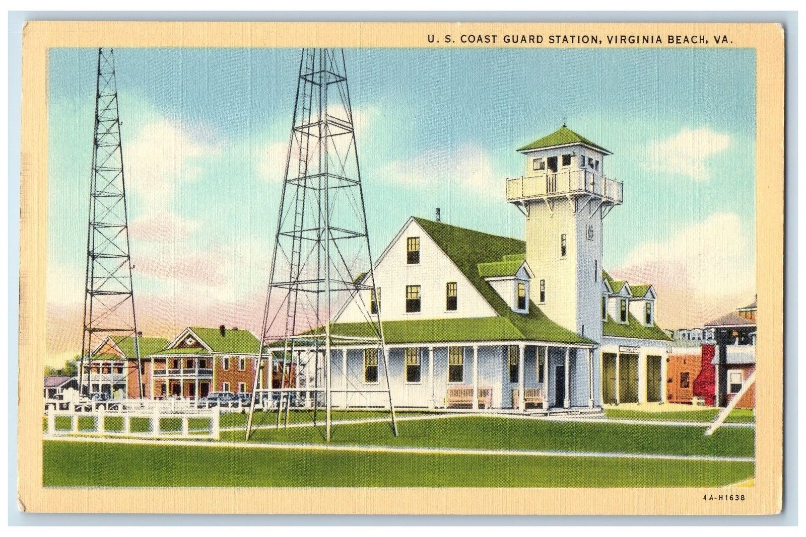 c1940\'s U.S. Coast Guard Station Truss Tower Virginia Beach Virginia VA Postcard