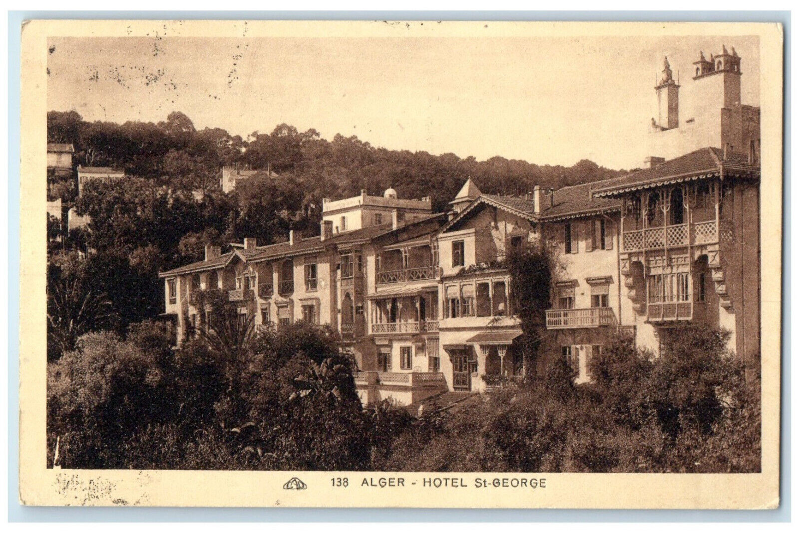 c1930's Paquebot Algiers Hotel St. George Algeria Posted Vintage Postcard