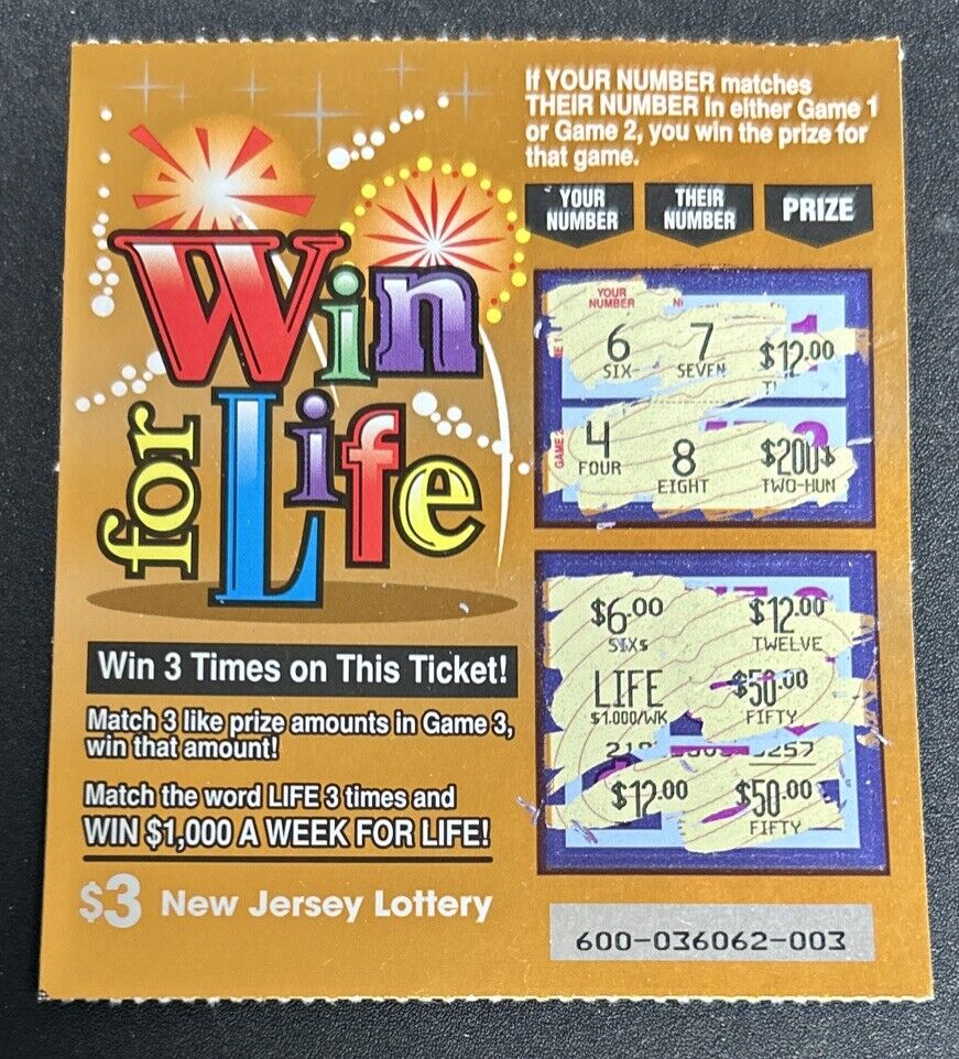 Collectible Losing NJ Win For Life Scratch Off Lottery Ticket - No Value