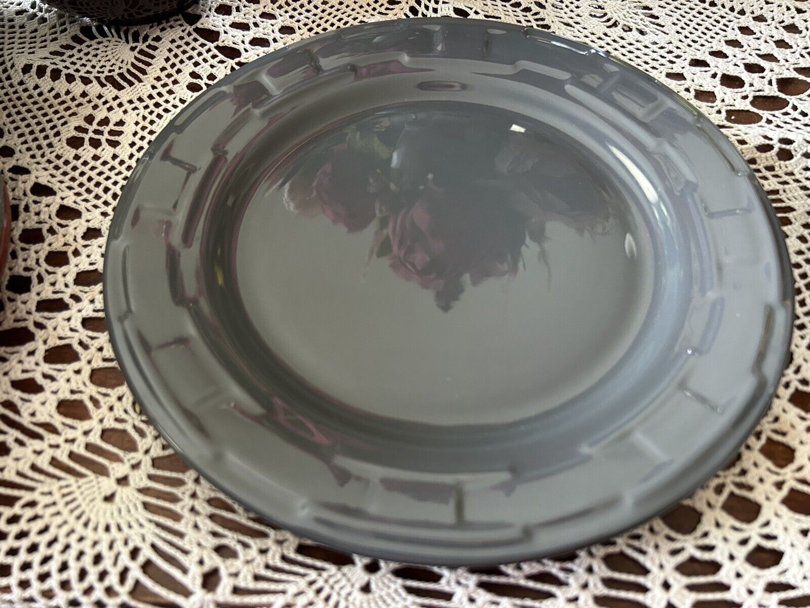 Longaberger Pottery Dinner Plate Pewter gray