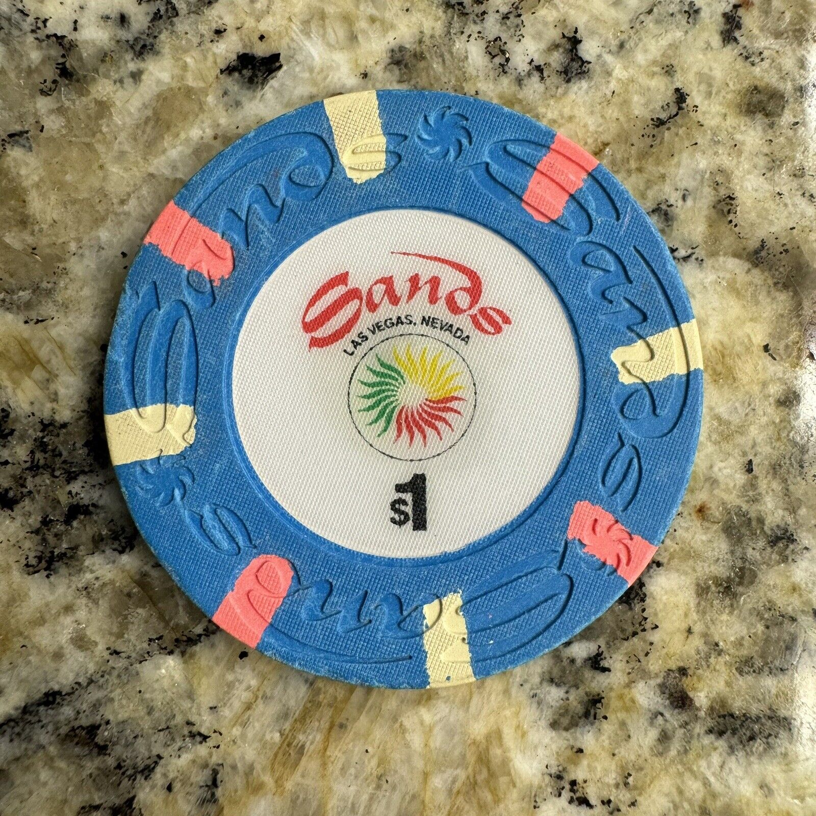 Sands ~ Las Vegas ~ $1 Casino Chip ~ Obsolete ~ Good Used Condition ~ 1989