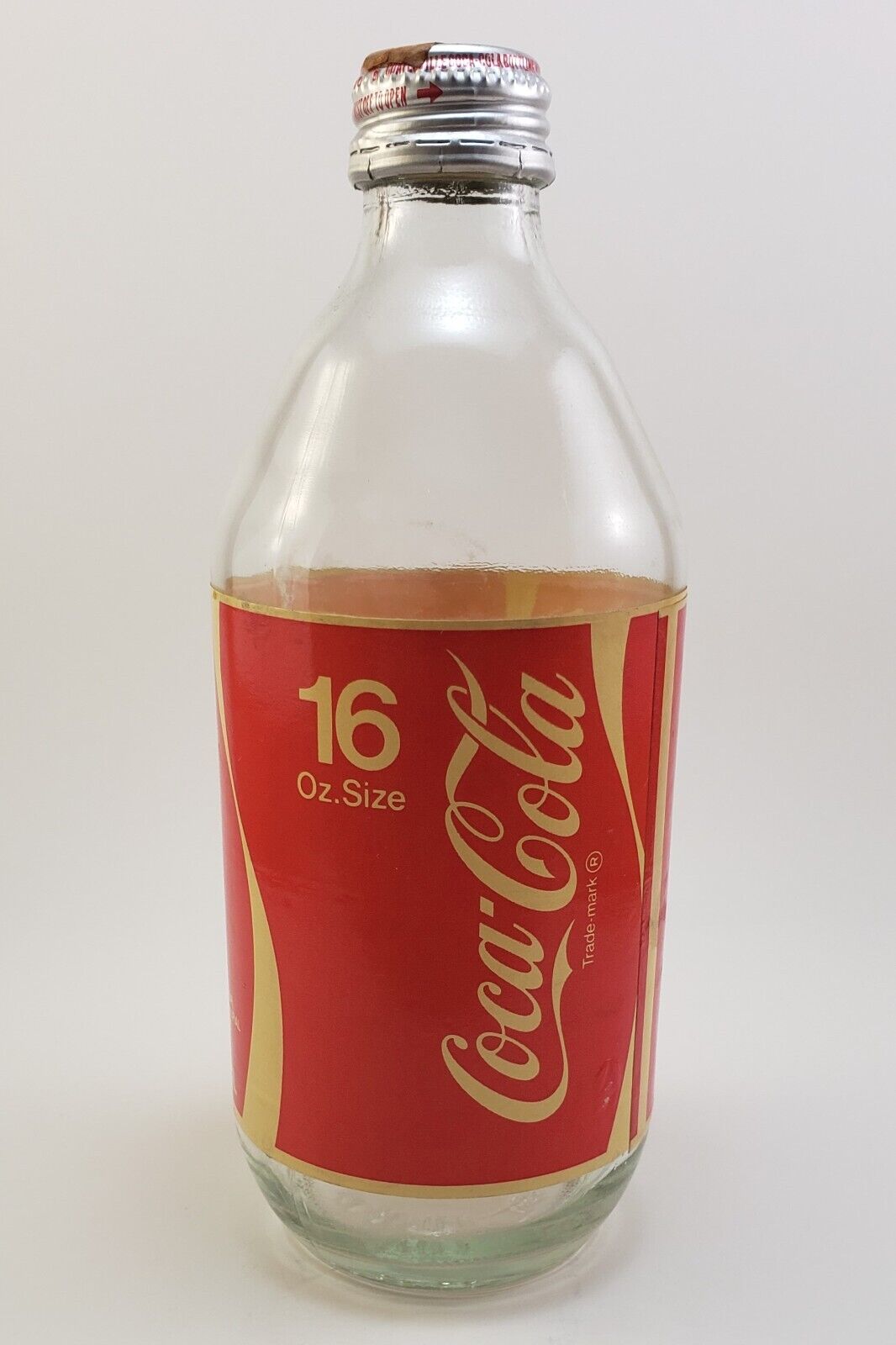 Vintage Circa 1980s/1990s Coca-Cola Classic Glass Bottle 16oz Paper Label w/Cap