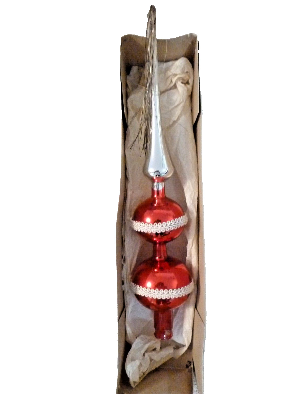 Vintage 3 Tier Blown Glass Red Tree Topper West Germany