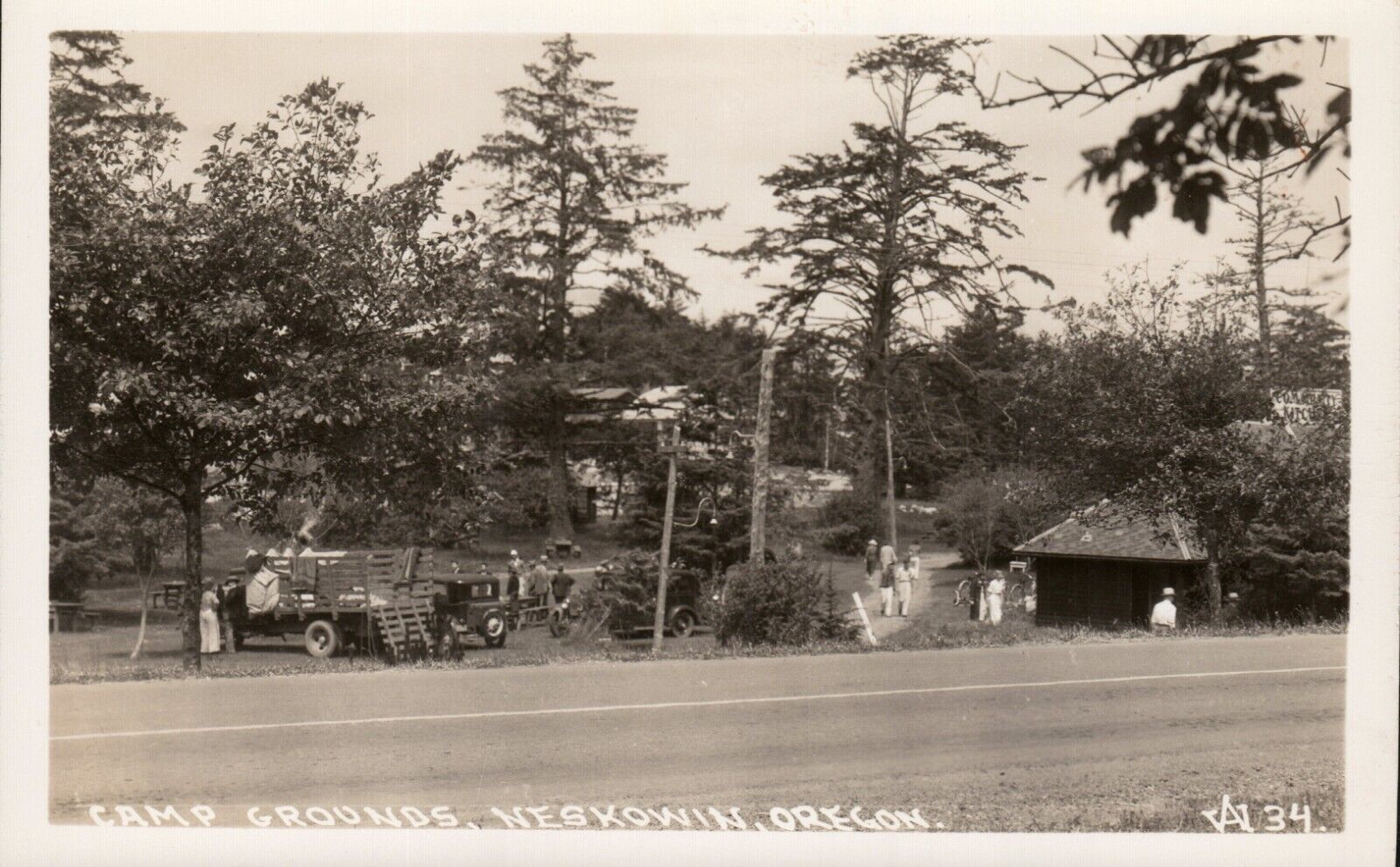 Camp Grounds Neskowin Oregon Coast RPPC Postcard 1930s white border