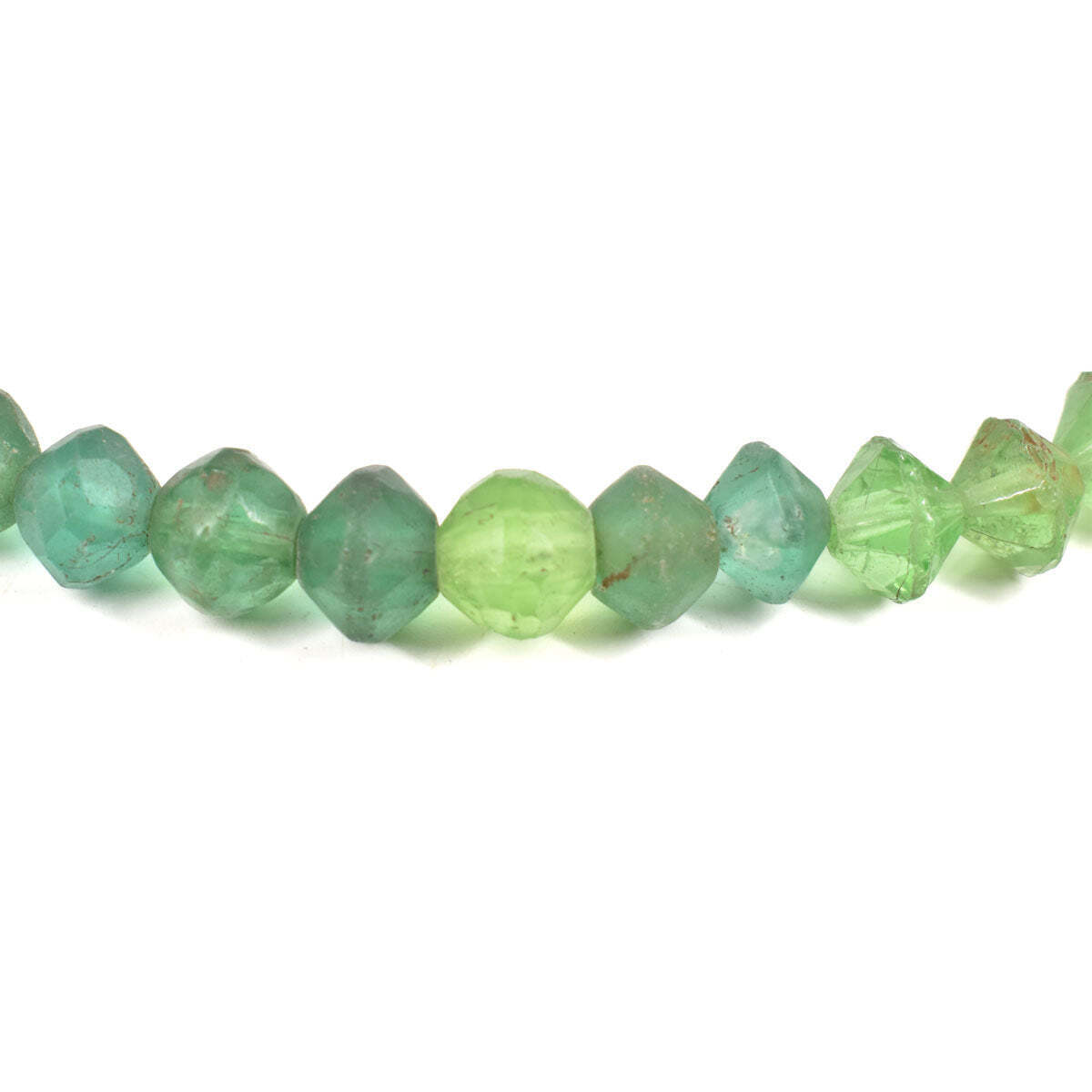 Green Faceted Vaseline Trade Beads Czech