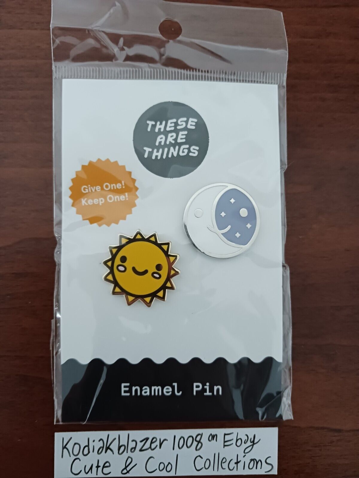 Happy Sun Sunshine and Crescent Moon Lapel Enamel Pin Set by These are Things