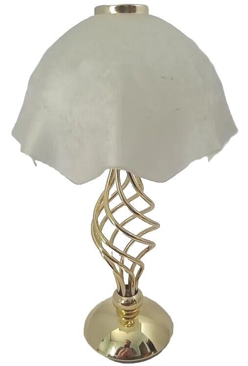 Partylite Paragon Glass & Brass Tea Light Boudoir Lamp Spiral Stem 13.5