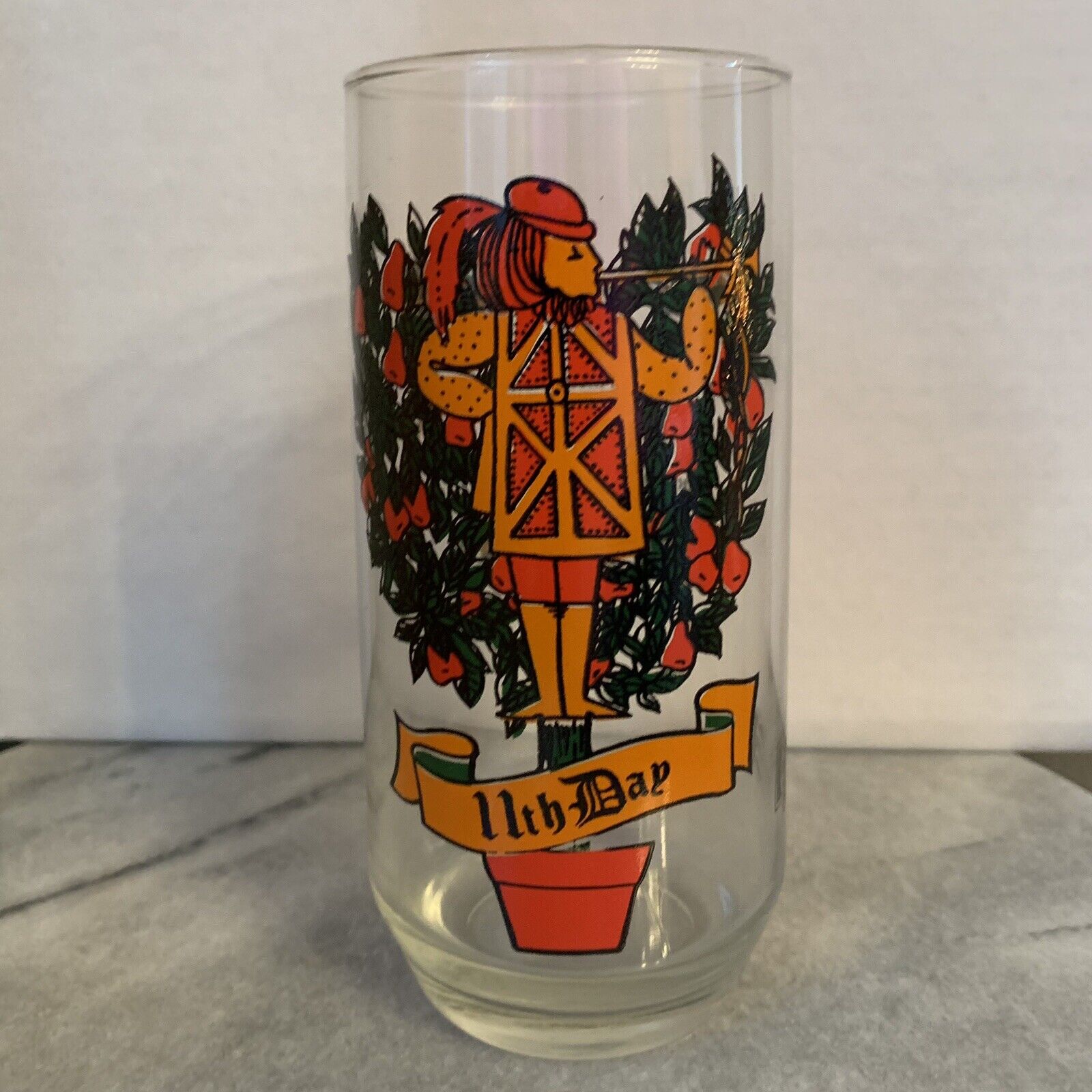 12 Twelve Days Christmas Glass Tumbler 1970\'s 11th Pipers Piping A&W Pepsi NOS