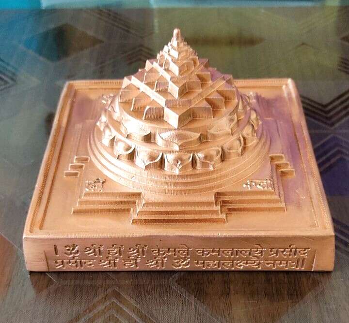 Rare Antique Ancient Vedic Design Meru shri yantra in copper spiritual energy