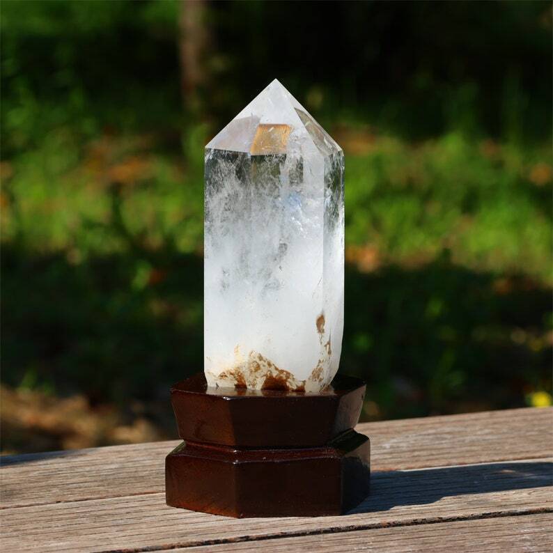 3.63LB Top Natural Clear Quartz Crystal Obelisk Reiki Heal Crystal Wand Point