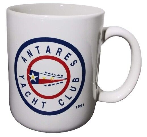 Vintage 1991 Antares Yacht Club Dallas Texas Coffee Mug 12 FL OZ White Cup