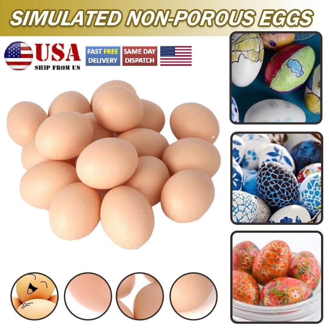 20PCS Fake Dummy Egg Hen Chicken Joke Prank Plastic Eggs Home Kitchen Decor