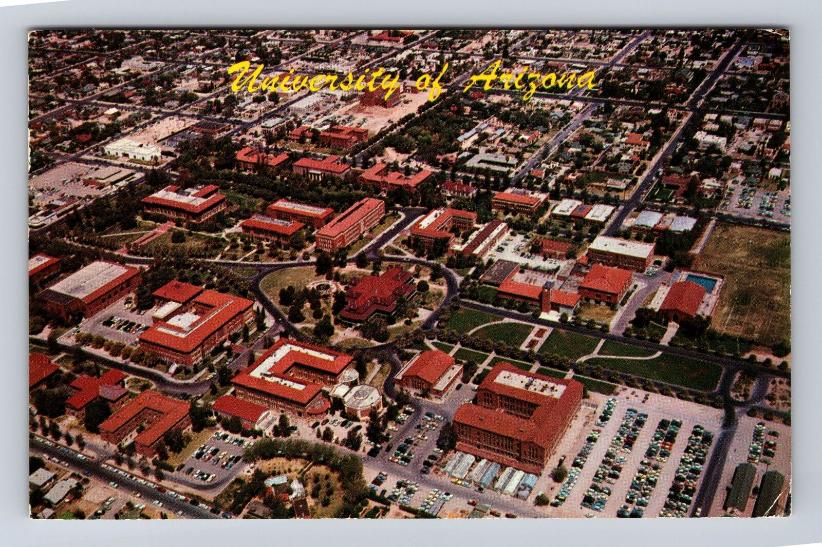 Tucson AZ-Arizona, Aerial View Of University Of Arizona, Vintage c1964 Postcard