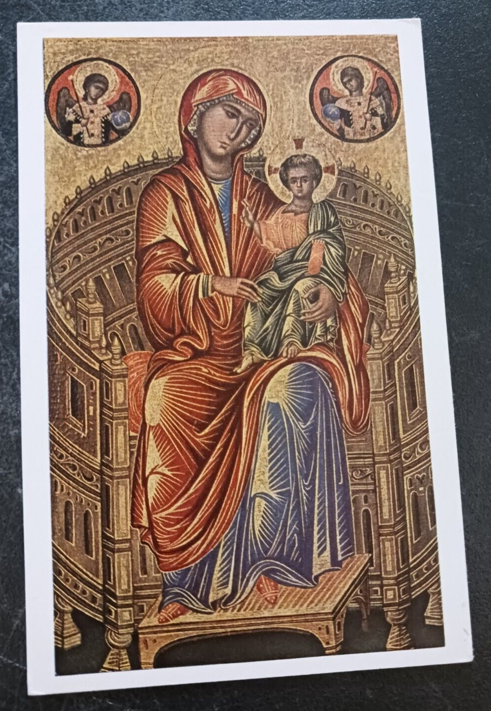 vtg postcard National Gallery Enthroned Madonna Child Byzantine art unposted