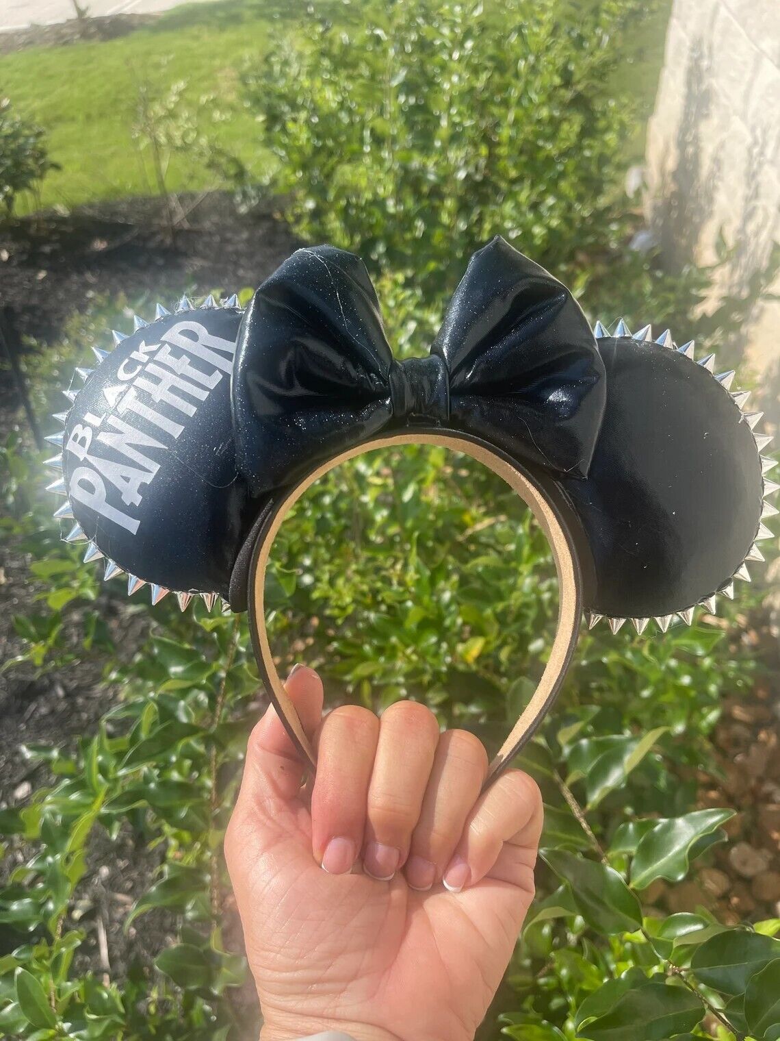 DIY Kit Black Panther Mickey Minnie Mouse ears sewing craft silver spikes