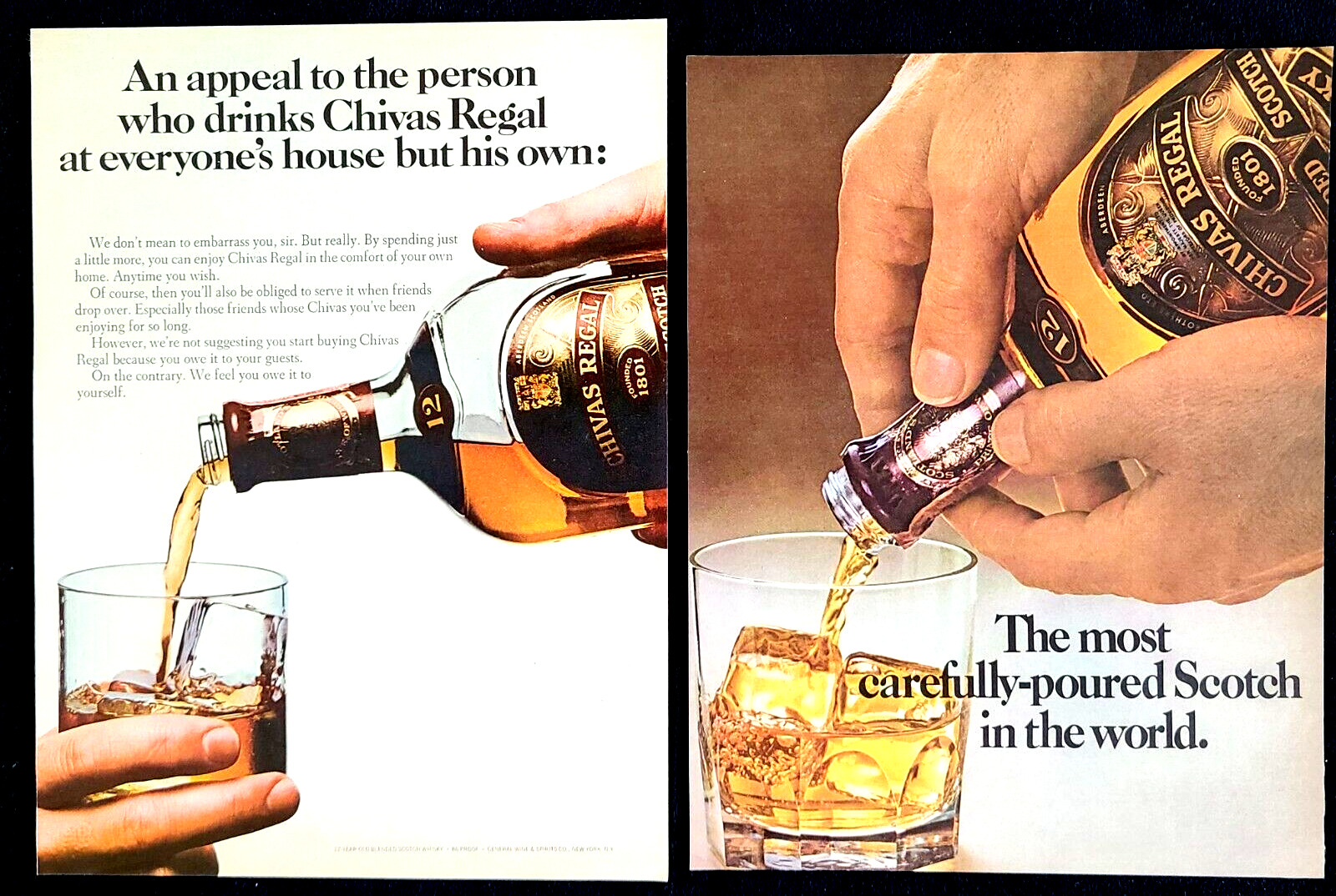 Chivas Regal Scotch Whisky Original 1970\'s Vintage Print Ad Lot